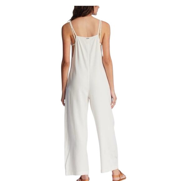 Billabong Jumpsuit Overalls Beach Cruiser Relaxed Fit White Large New - Picture 2 of 9